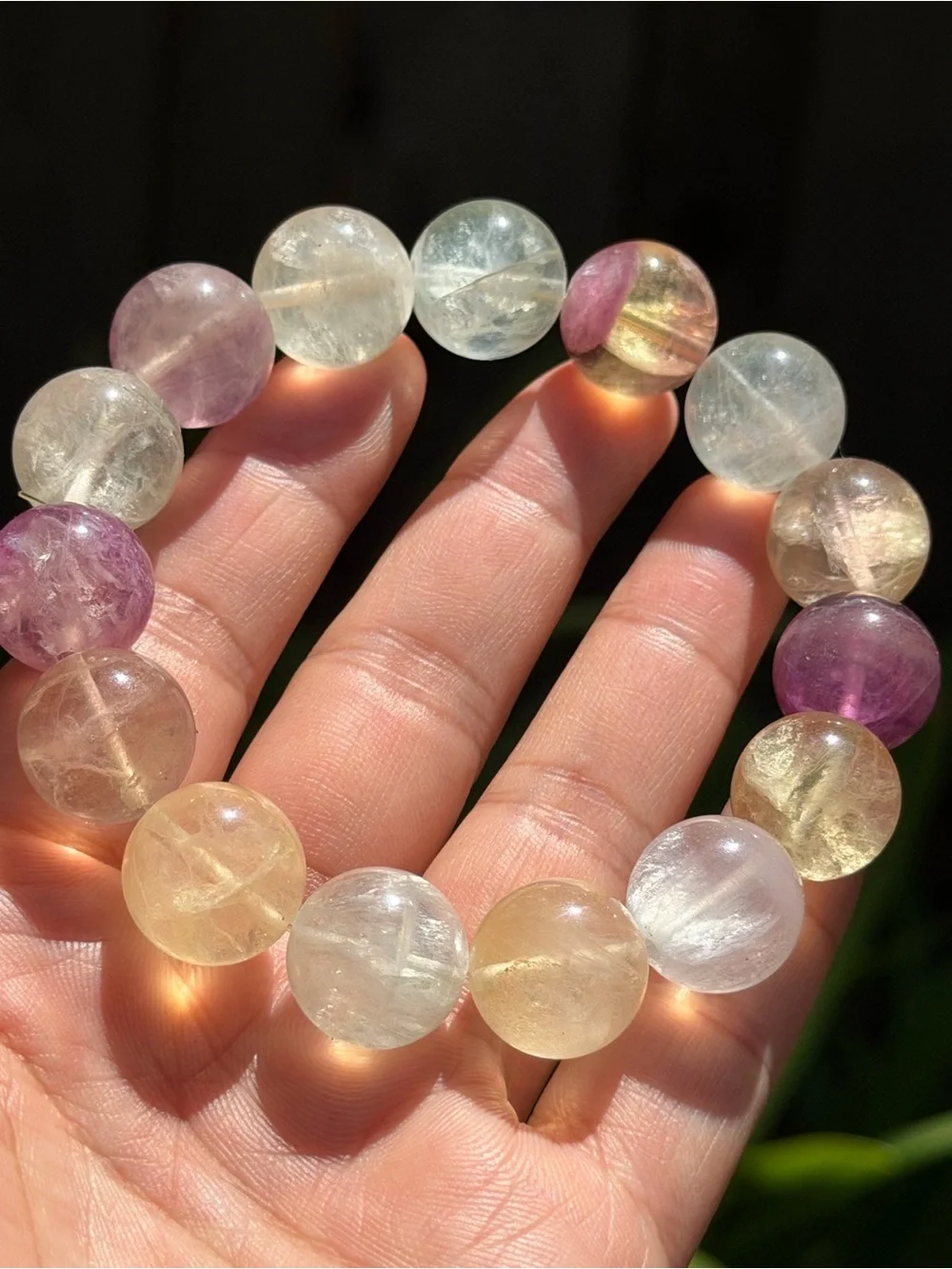 15mm Multi-Color Fluorite Bead Stretch Bracelet 2219